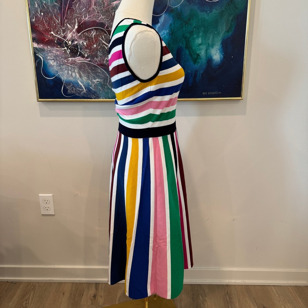 Boden Gracie Stripped Knit Multi Color Fit and Flare V-Neck Midi Dress US 6 - Picture 5 of 10